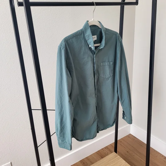 Men's Octobre Editions Charlie Button-Down Shirt Green Clay - Picture 5 of 8